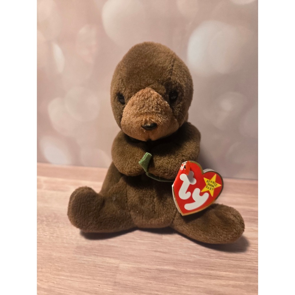 Ty Beanie Baby Seaweed the Otter Brown Plush Stuffed Animal 1996 Vintage